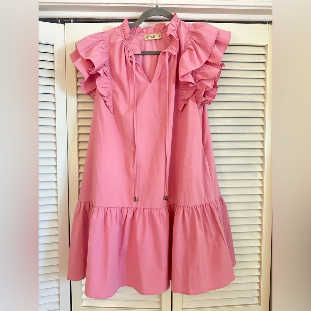 Pink Ruffle Mini Dress